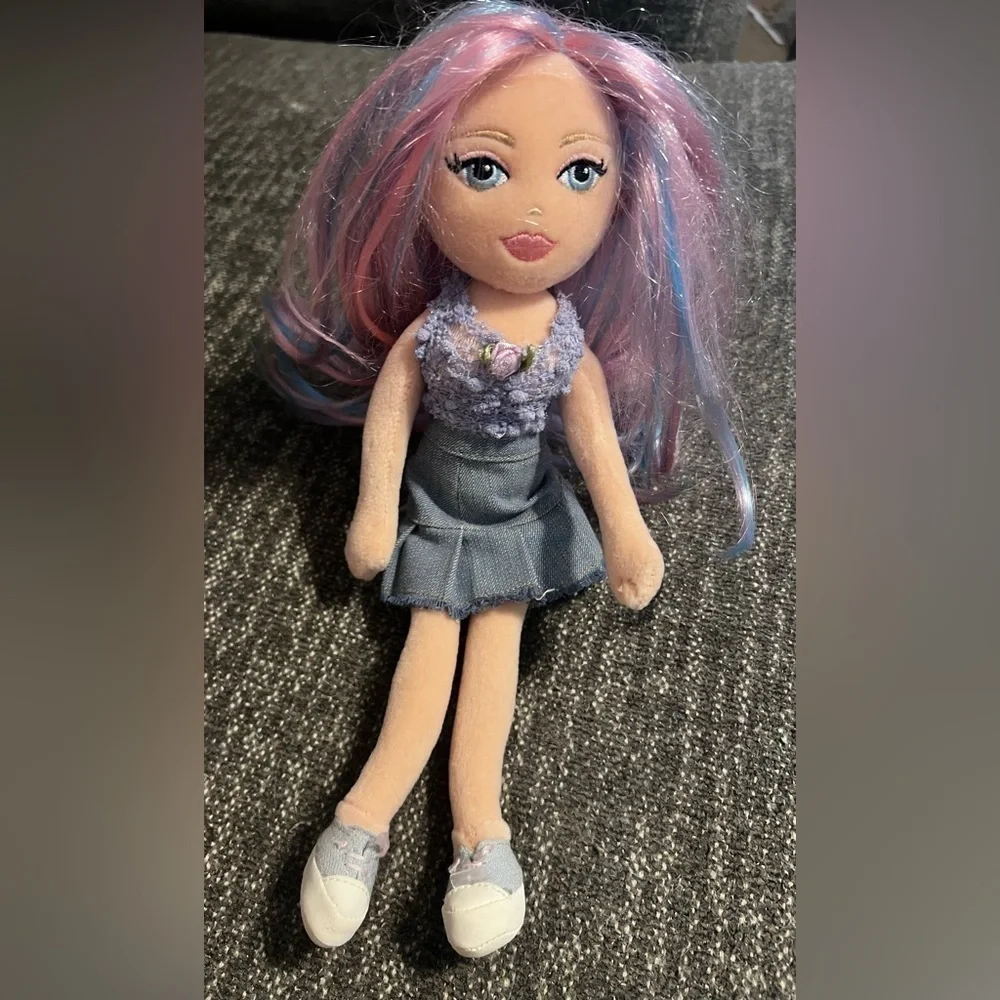 2008 TY Girlz Lovable Lilly Pink/Blue Hair Poseable Plush Doll